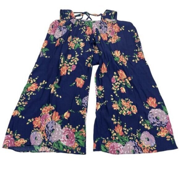 & Other Stories Blue Floral Culotte Sleeveless VNeck Jumpsuit Romper Size 4 - Picture 9 of 9